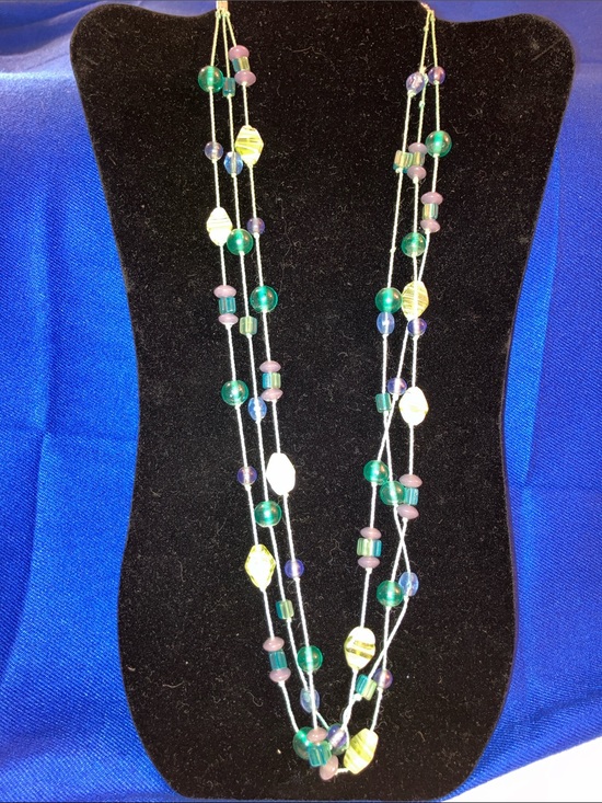 Handmade Jewelry - Turquoise Multi-Strand Beaded Necklace with Mixed Accent Beads